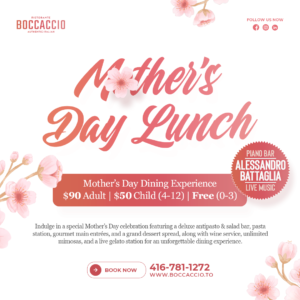 Mother’s Day at Boccaccio Ristorante 2026